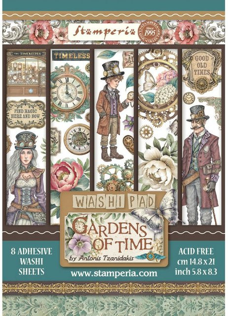 Stamperia Washi Pad Gardens of Time in Multicolor - Bild 1