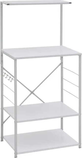vidaXL Mikrowellenregal Weiß aus Holzwerkstoff und Stahl, B/T/H: 60 x 39,6 x 123 cm - Bild 1