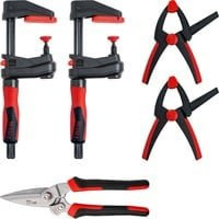 Bessey DIY Set SET1-A mit 2 Getriebezwingen Gearklamp GK15, Combi-Schere D52-2 und 2 Federzwingen VarioClippix XV5-100 in Schwarz - Bild 1