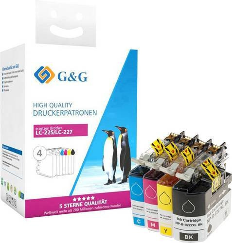 G&G Druckerpatronen Kombi-Pack kompatibel mit Brother LC-227XLBK, LC-225XLC, LC-225XLM, LC-225XLY in Schwarz, Cyan, Magenta und Gelb - Bild 1