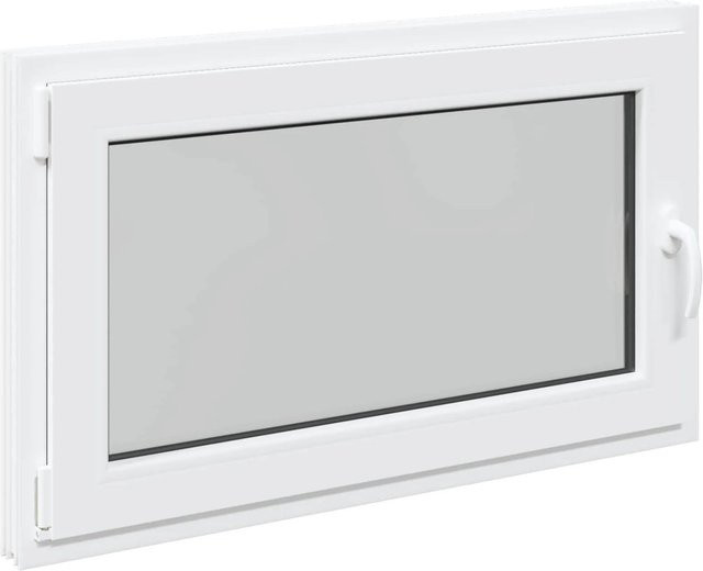 vidaXL Kellerfenster RISOR Weiß aus PVC und Glas, B/H: 100 x 70 cm, Kipp- und Drehfunktion - Bild 1