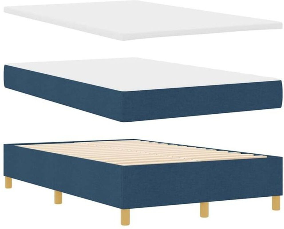 Modernes Boxspringbett mit Matratze und Kopfteil von vidaXL in Blau aus Stoff, B/T/H: 120 x 200 x 128 cm - Bild 1