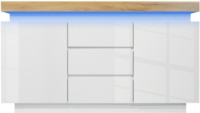 AB Store Sideboard-Kommode in Weiß mit LED-Beleuchtung, B/T/H: 140 x 39 x 81 cm - Bild 1