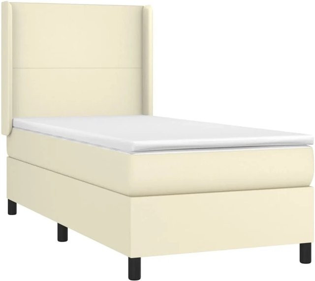 vidaXL Boxspringbett mit Matratze in Beige, Hybrid-Design mit Taschenfederkern und Kunstleder, B/T: 90 x 200 cm - Bild 1