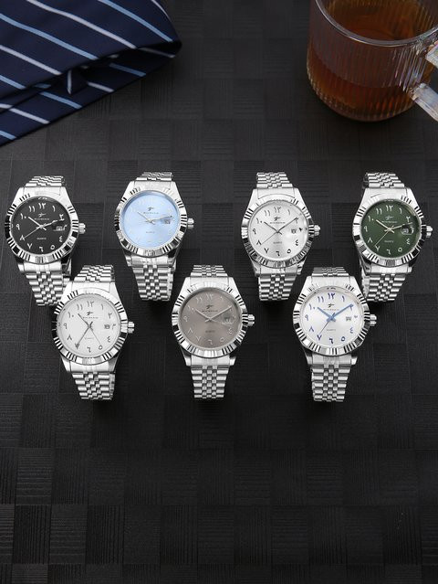 RICECGO Armbanduhr Quarz, Edelstahl, Grau, Herren, Datum - Bild 1