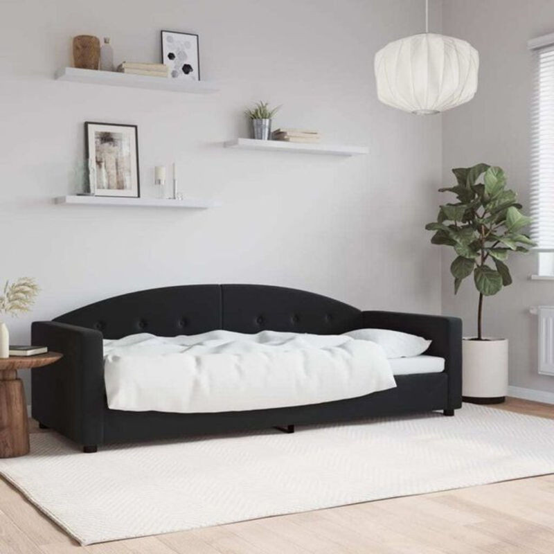Modernes Polsterbett Vidaxl aus Samt und Metall in Schwarz, B/T/H: 200 x 80 x 90 cm - Bild 1