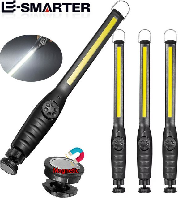 ESMARTER Tragbarer COB-LED-Arbeitsscheinwerfer, kabellose magnetische LED-Arbeitslampe in Schwarz für Garage, Zuhause und Notfälle - Bild 1