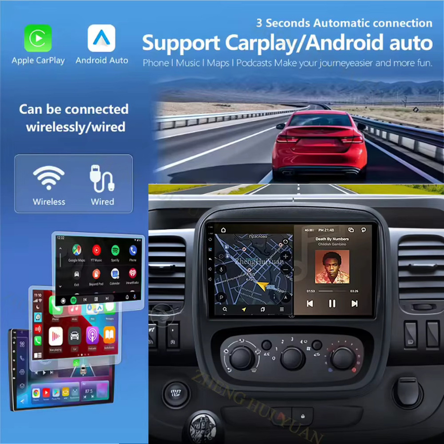 TIEYEZ Android 16 Autoradio mit Carplay und Navigation für Renault Trafic und Opel Vivaro B, Schwarz - Bild 3