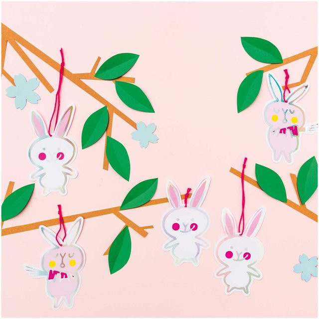 Rico Design Paper Poetry Papieranhänger Bunnies in Weiß, 8 Stück - Bild 1