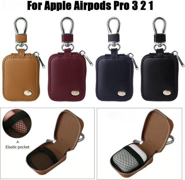 Universelle Leder-Schutzhülle für Apple AirPods Pro 1 2 3 in Rot - Bild 1