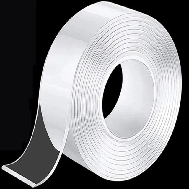 Transparentes doppelseitiges Nanometer-Klebeband, wiederverwendbar und stark, Farbe: Transparent, Länge: 1 m - Bild 1
