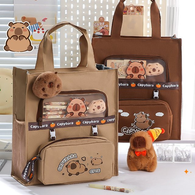 Multifunktionale Lerntasche mit Schreibwarentasche und Cartoon-Muster für Lehrbücher mit großem Fassungsvermögen - Bild 1