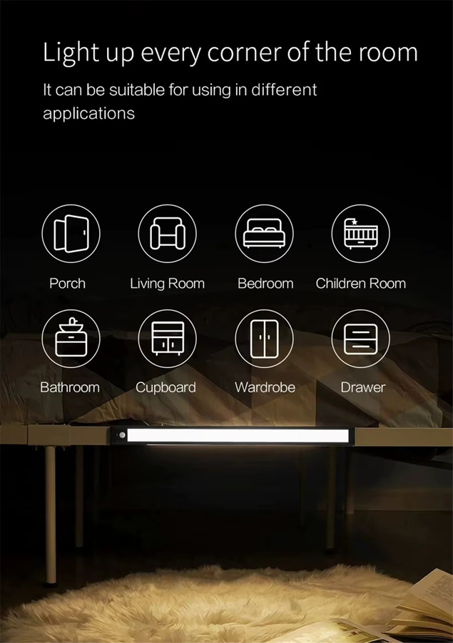 YEELIGHT LED Smart Wandleuchte mit Bewegungsmelder und USB-Ladefunktion, weiße Lichtleiste für Schrank und Flur, Breite: 20 cm - Bild 5