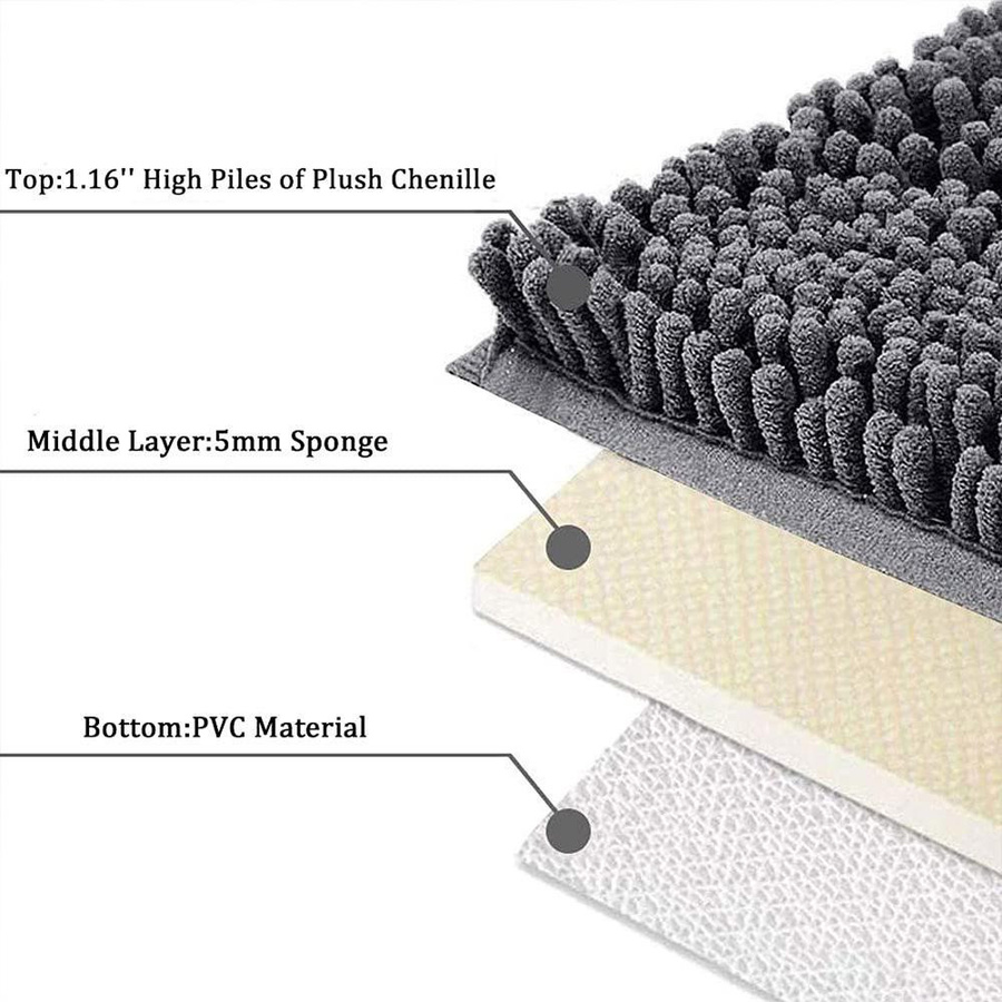 Saugfähige Chenille Badezimmermatte von FREIHAUS, rutschfester Plüschteppich für die Badewanne, B/B: 40 x 60 cm - Bild 3