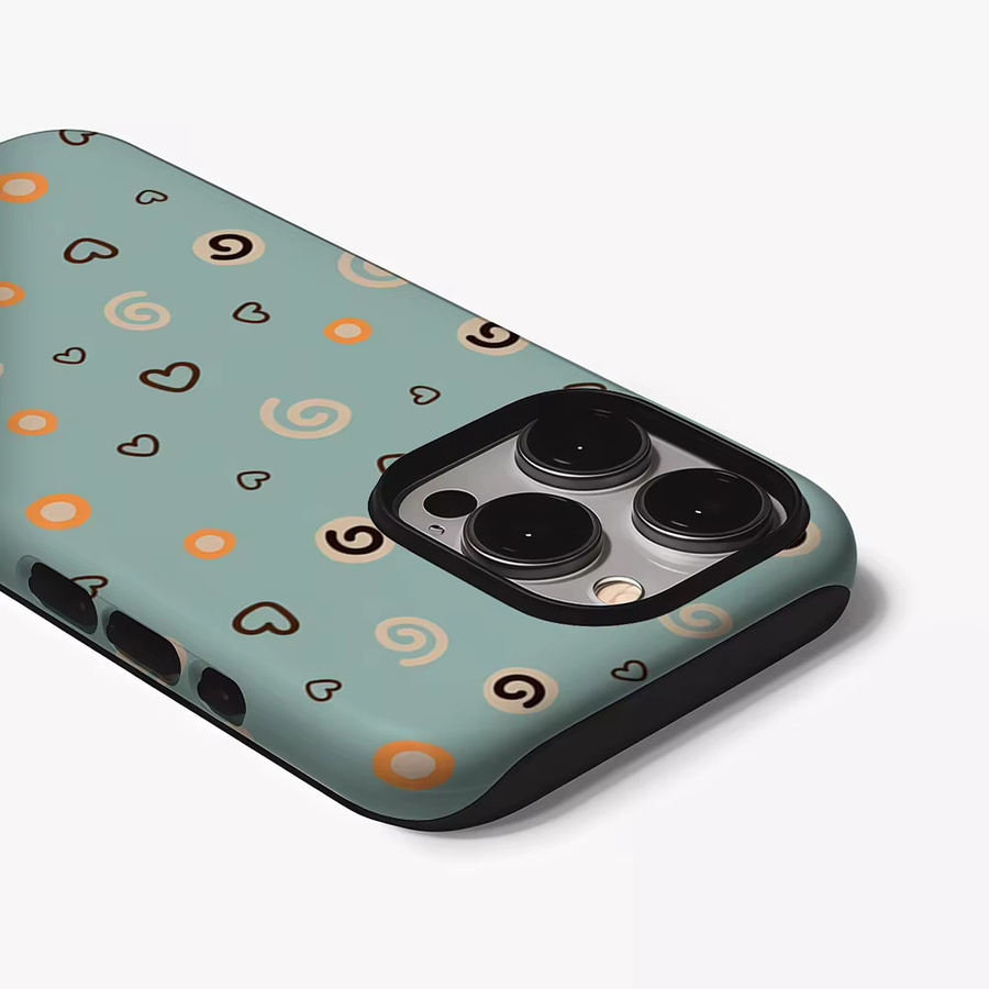 Potdemiel Handyhülle Mint Heart & Swirl für iPhone 17 16 15 14 13 12 11 Pro Max Plus mit doppelschichtiger Rückseite in Grün - Bild 3