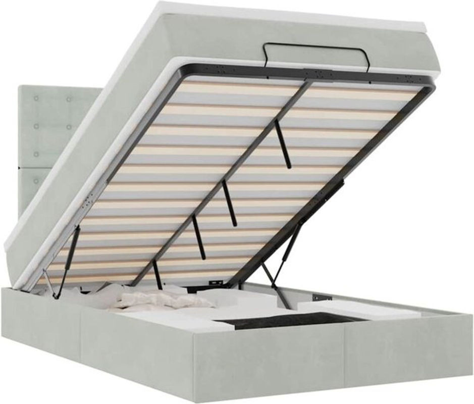 vidaxl Ottoman Polsterbett mit Matratze aus Samt in Grau, B/T/H: 120 x 200 x 128 cm - Bild 1