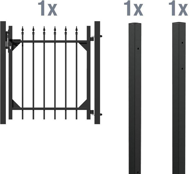 ALBERTS Einzeltor-Set Chaussee zum Einbetonieren in Matt-Schwarz, Breite: 120 cm, Höhe: 96 cm - Bild 1