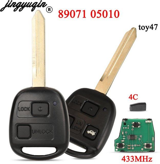 Jingyuqin Ersatz Autoschlüssel Fernbedienung 433 MHz mit 4c Chip für Toyota Yaris und Avensis in Schwarz - Bild 1