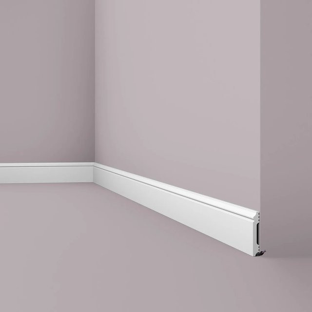 NMC FL1 WALLSTYL Sockelleiste Zierleiste Stuckleiste in Weiß, H x B x T: 8 x 1,3 x 200 cm - Bild 1
