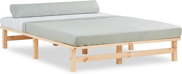 Homestyle4u Palettenbett aus massiver Kiefer mit Lattenrost in Braun, B/T/H: 140 x 200 cm - Bild 1