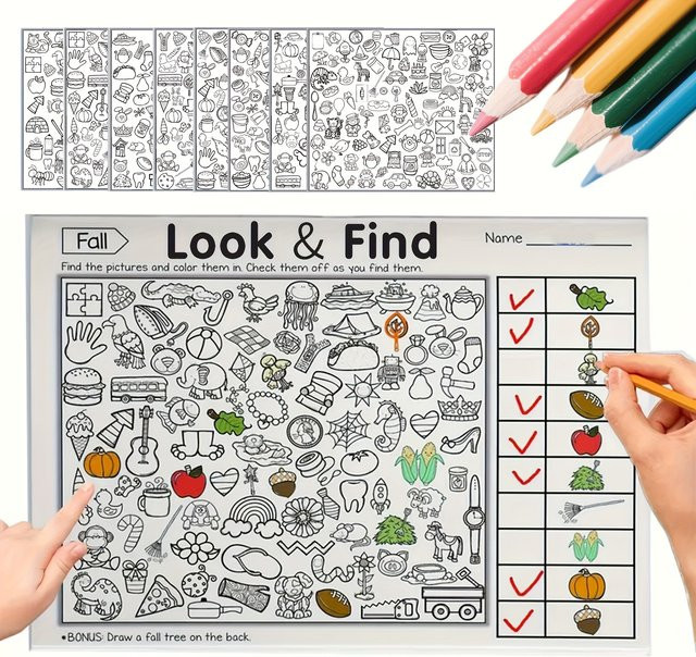 Kinder-Suche-Aktivitätsbuch, Malbuch, interaktives pädagogisches Matching-Spiel, Meerestiere, Pappe / Karton - Bild 1