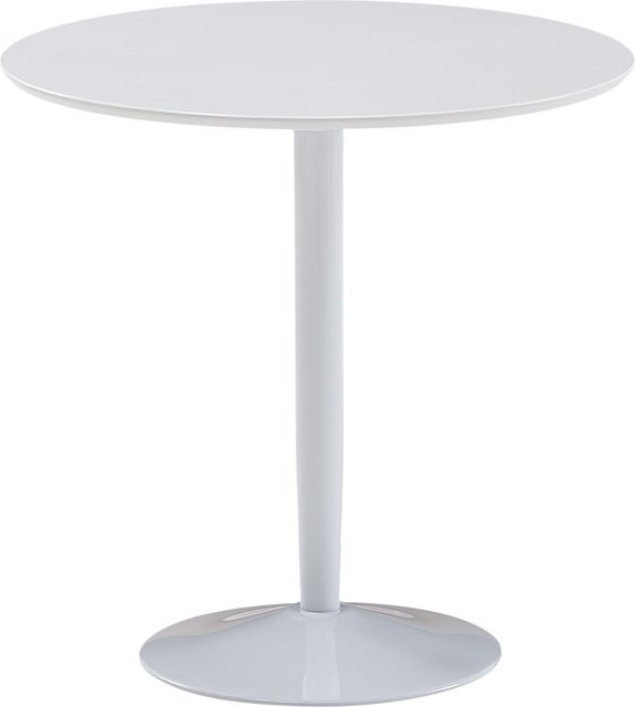Moderner quadratischer Esstisch aus MDF und Stahl, weiß lackiert, B/T/H: 75 x 75 x 74 cm - Bild 1