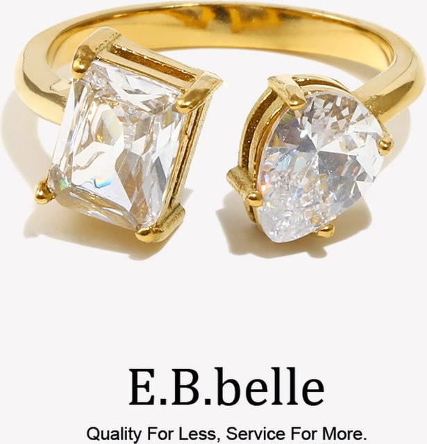 E.B.belle Geometrie-Ring, Edelstahl, Gold, Zirkonia, Unisex - Bild 1