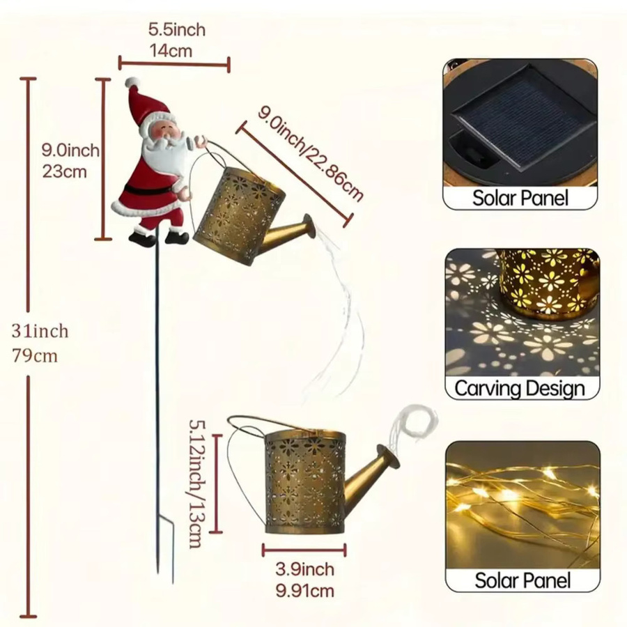 Claus Solar Gießkanne mit warmweißem Licht als wasserdichte Gartenlaterne in Gold/Messing - Bild 6