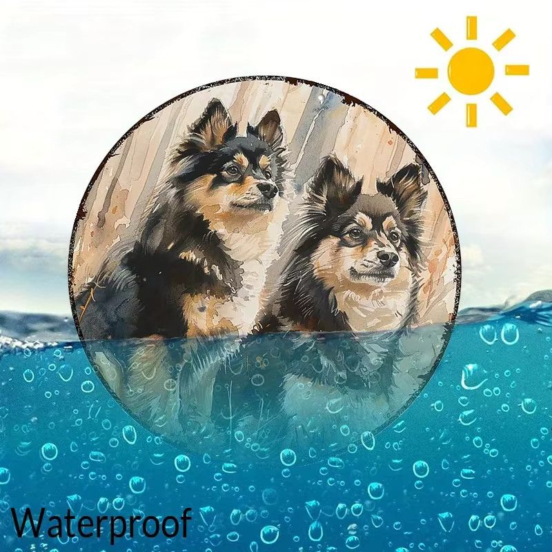 Runde Aluminium-Wandkunst Finnischer Lapphund von Potdemiel, Durchmesser: 20,3 cm - Bild 3