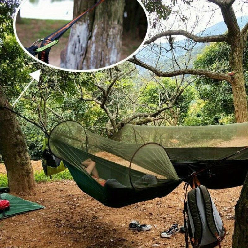 2 Stück Hochbelastbare Hängemattengurte in Orange für Outdoor-Camping mit hoher Tragfähigkeit - Bild 3