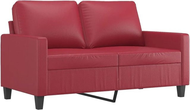 vidaXL 2-Sitzer-Sofa in Weinrot mit Kunstleder und Metallrahmen, Breite: 120 cm - Bild 1