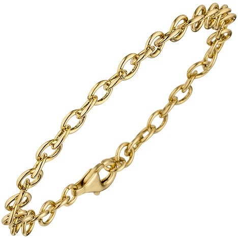 Colfem Rundankerarmband, 925 Sterling Silber, gold vergoldet, 19 cm - Bild 1