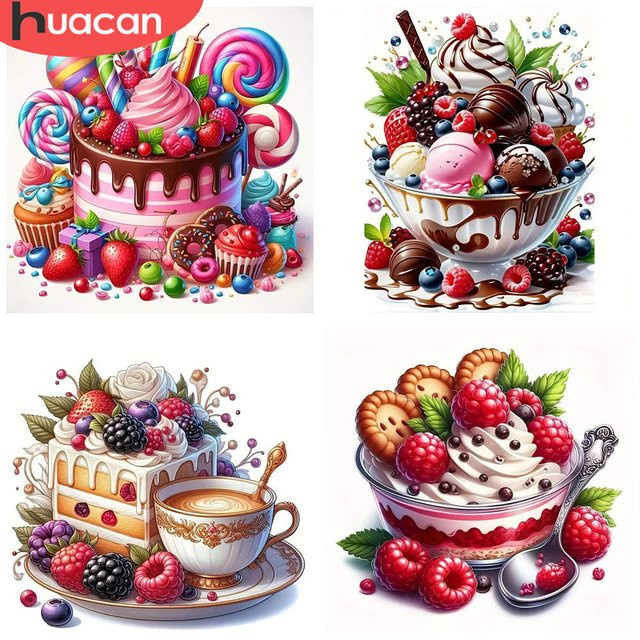 HUACAN Diamantmalerei Candyland Fantasy Kuchen Szene 5D DIY Diamant Stickerei Kit, Mehrfarbig - Bild 1