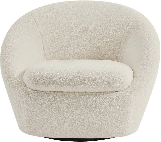 Vente-unique Sessel Lacara mit gerader Rückenlehne in Weiß aus Bouclé-Stoff, Höhe: 88 cm - Bild 1