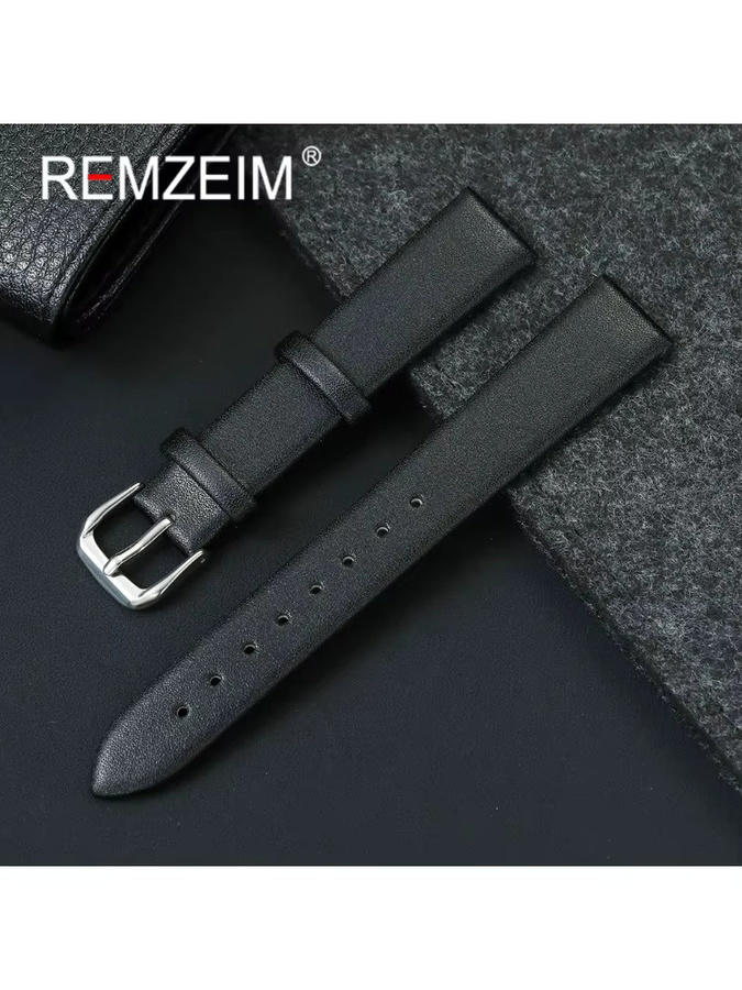 REMZEIM Uhrenarmband PU-Leder, Schwarz, Unisex - Bild 2