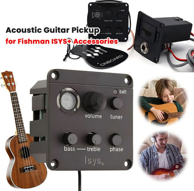 Fishman ISYS+ Akustikgitarren-Tonabnehmer mit integriertem Vorverstärkersystem und EQ-Tuner in Schwarz - Bild 1