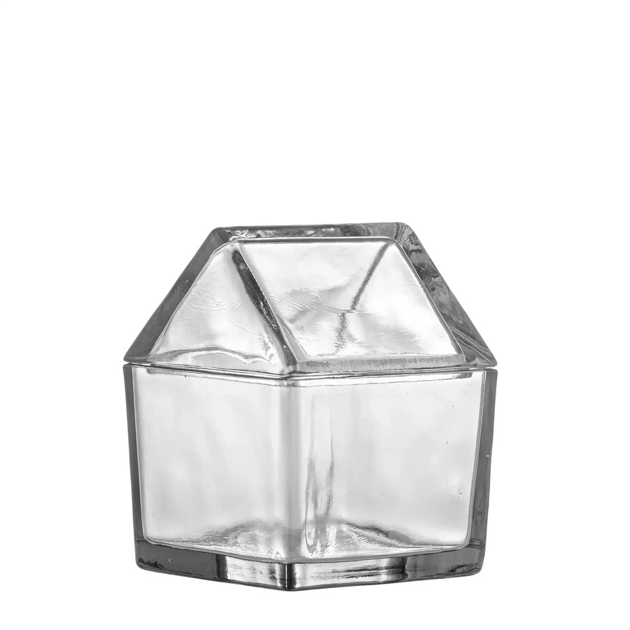 Bloomingville Elius Topf aus recyceltem Glas in transparent, hausförmiges Design im skandinavischen Stil, B/T/H: 10,0 x 10,0 x 14,0 cm - Bild 1