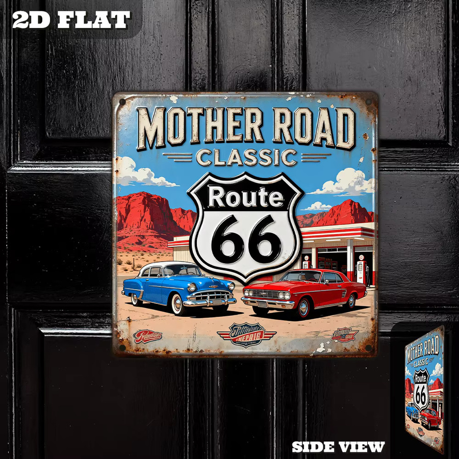 CIFBUY Vintage Route 66 Metallschild als Wanddekoration in Multicolour, B/H: 20,3 x 20,3 cm - Bild 4