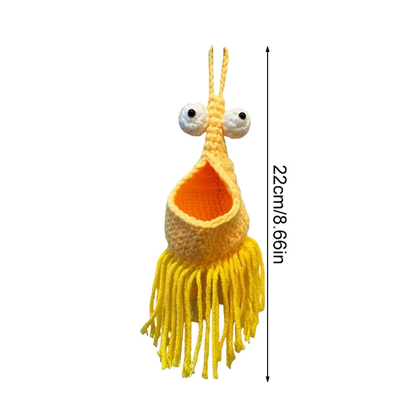 Gestrickter Hängekorb für Pflanzen und Obst in Lila und Mehrfarbig, Wandmontierter Boho Aufbewahrungskorb aus Textil mit Tier-Motiv - Bild 5