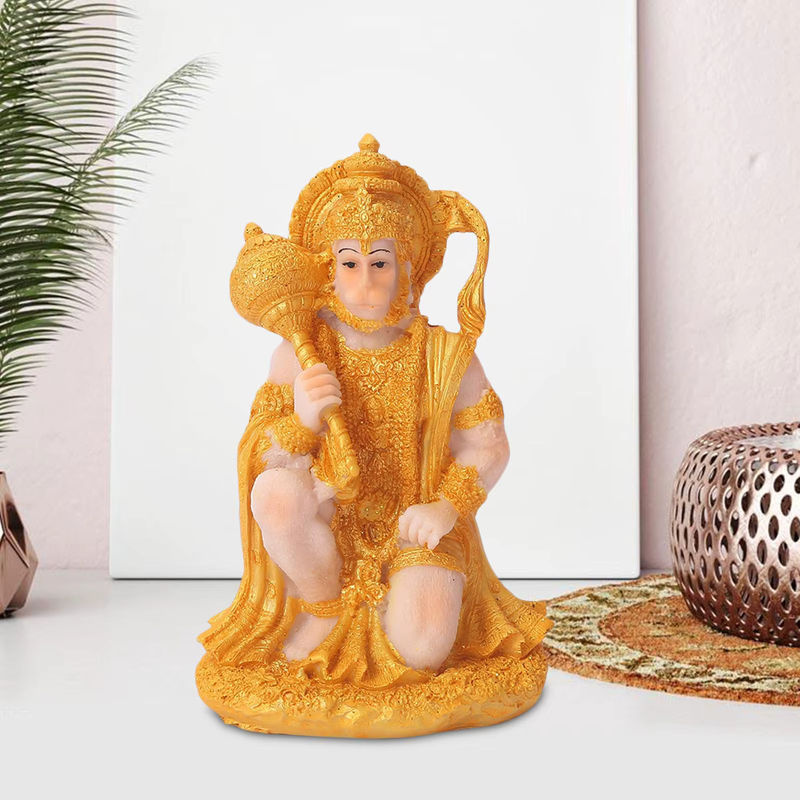 Kesoto Hanuman Figur Goldene Buddha Statue aus Kunstharz für Meditation und Dekoration - Bild 3