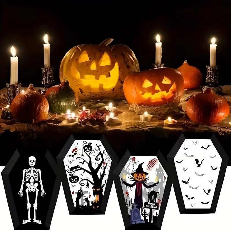 ZQNYCY Halloween Sarg Geschenkboxen aus Papier für Süßigkeiten und Snacks, Mehrfarbig, B/T/H: 16,0 x 12,0 x 11,5 cm - Bild 5