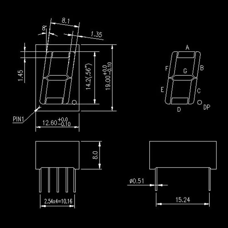 10 Stück JTZTF 7-Segment LED-Digitalanzeige-Röhren 0,56 Zoll in Rot, 5161AS 5161BS 1-Bit Ziffer mit 10 Pins, Gemeinsame Anode oder Kathode - Bild 2