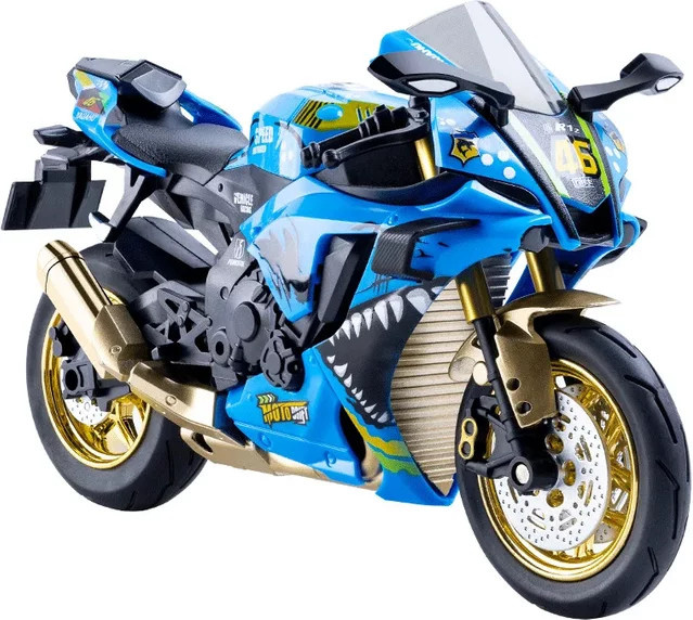 Maisto Motorradmodell, 1:10, Metall, mit Licht und Sound, Blau - Bild 1