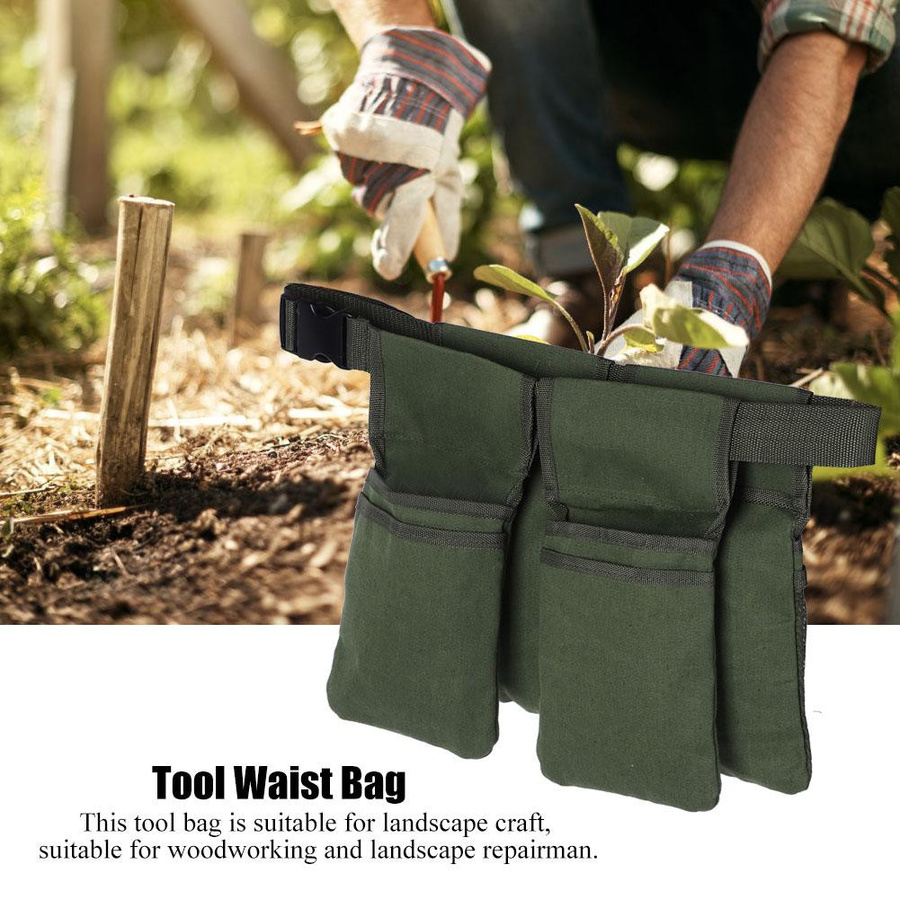 Segeltuc Gartenwerkzeugtasche Multifunktional mit 7 Taschen in Grün - Bild 4