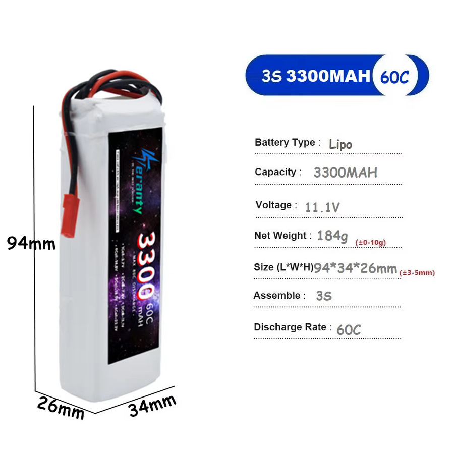 3er-Set TERFPV LiPo Akku 11,1 V mit XT60 oder Deans T Anschluss für RC Flugzeuge, Autos, FPV Drohnen und Quadcopter, Farbe: Weiß - Bild 1