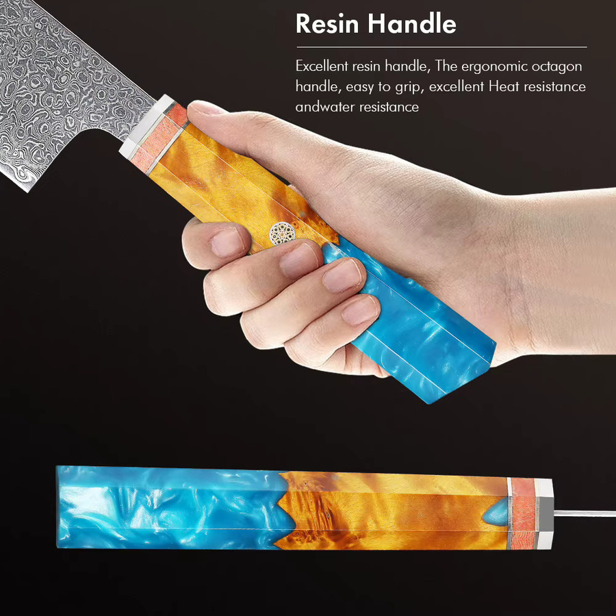 Handgemachtes Nakiri-Messer aus Damaststahl von TURWHO für Gemüse und Fleisch - Bild 4