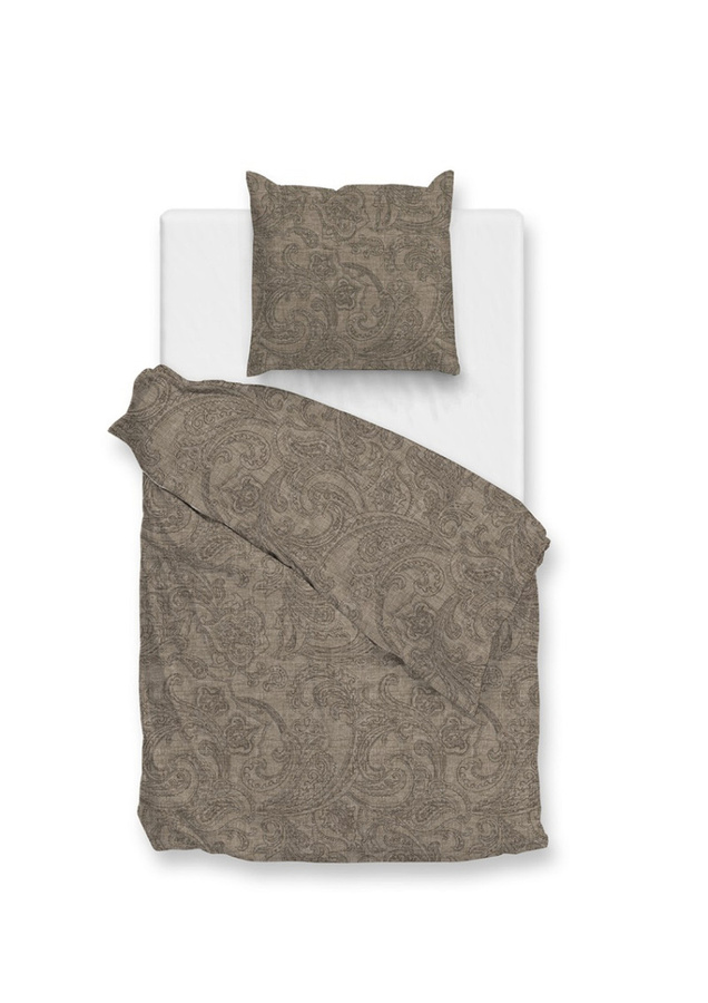 Zo! Home Baumwollbettwäsche Paisley di Lino Palm in Taupe Braun Meliert, Set bestehend aus Bettbezug und Kissenbezug, B/H: 135 x 200 cm und 80 x 80 cm - Bild 1