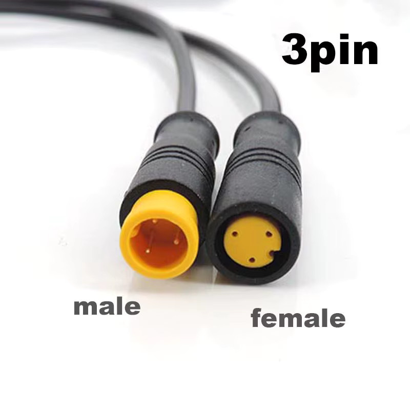 M8 Wasserdichter 3-Pin Elektrofahrrad-Steckverbinder Set mit männlichem und weiblichem Stecker in Schwarz für E-Bike und Roller - Bild 2