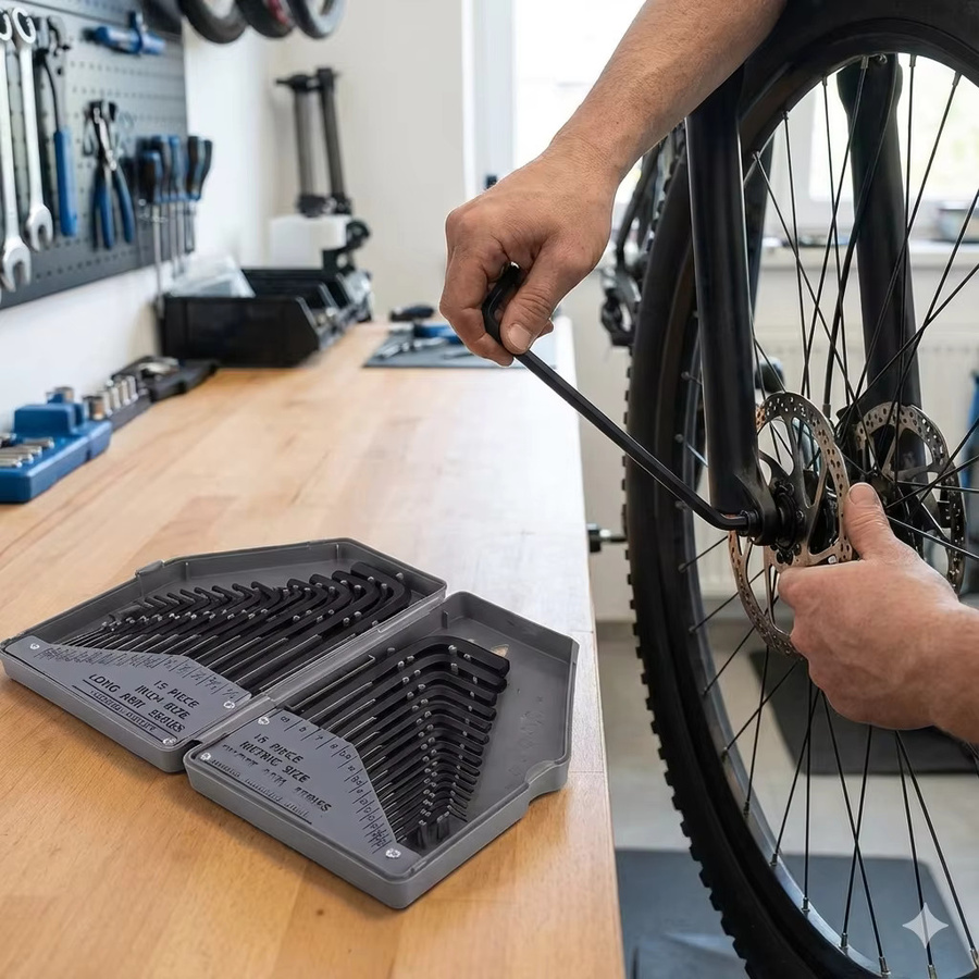 30-teiliges Inbusschlüssel-Set aus Chrom-Vanadium-Stahl in Silber mit metrischen und SAE Imperial L-Schlüsseln in langer und kurzer Ausführung für Fahrrad und Auto-Reparaturen - Bild 2
