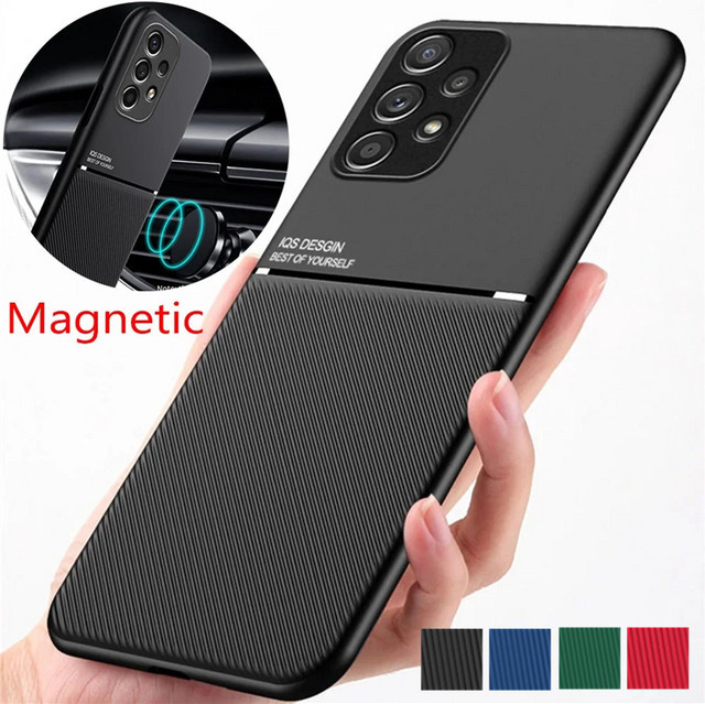 Rutschfeste Samsung Galaxy Handyhülle mit magnetischer Funktion und integriertem Autohalter für A57 A37 A17 A56 A36 A26 A16 A15 A25 A35 A55 A54 5G in Schwarz oder Rot - Bild 1